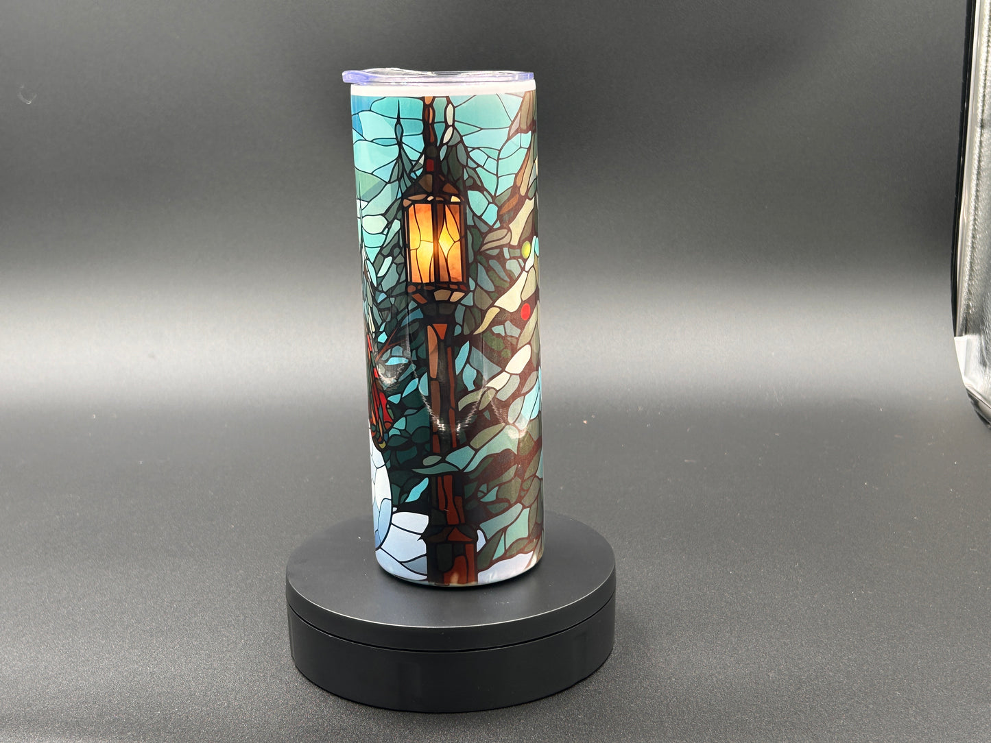 Stained Glass Snowman 20oz Stainless Steel Tumbler